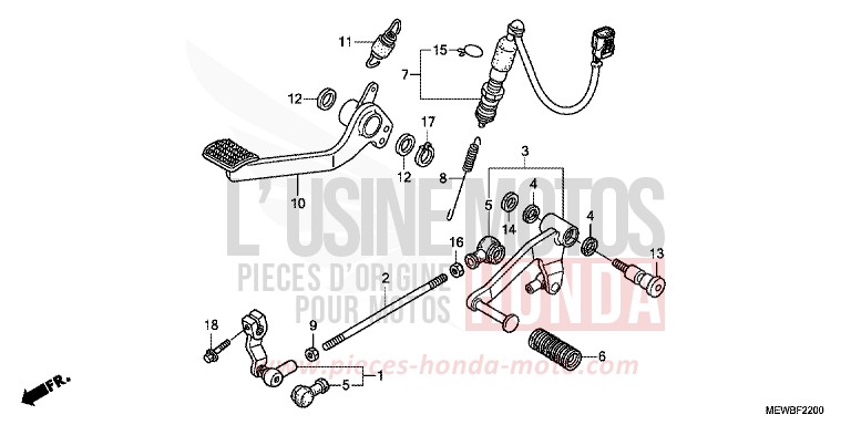 PEDAL for Deauville ABS SPANGLE SILVER METALLIC (NHA49) from 2011